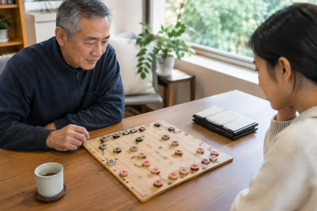 Plateaux de xiangqi de formats différents avec pièces rouges et noires posées sur les intersections, pour comparer lisibilité et encombrement.